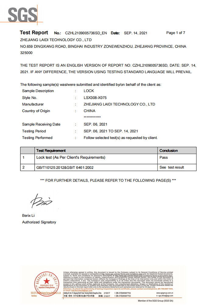 Informe de certificación SGS